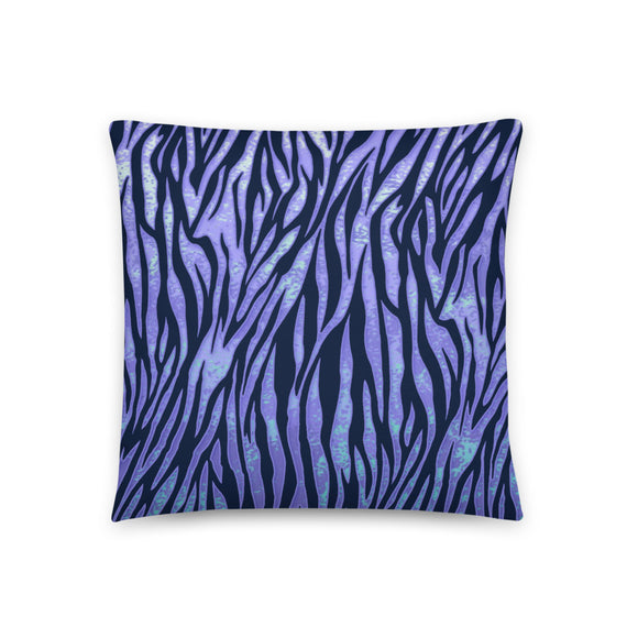 'Blue Zebra Print' Pillow