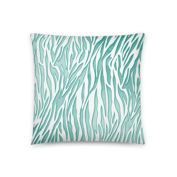 'Aqua & White Zebra Print' Pillow