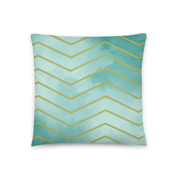 'Aqua & Gold Geometric Pattern' Pillow