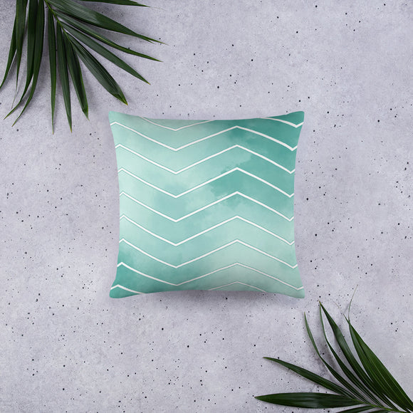 'Aqua & White Geometric Pattern'  Pillow