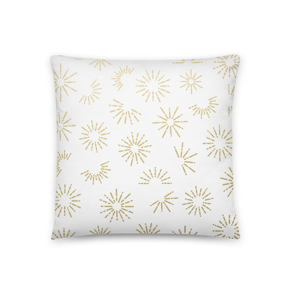 'Gold & White Star Burst Pattern' Pillow