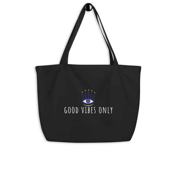'Good Vibes Only' Large organic tote bag